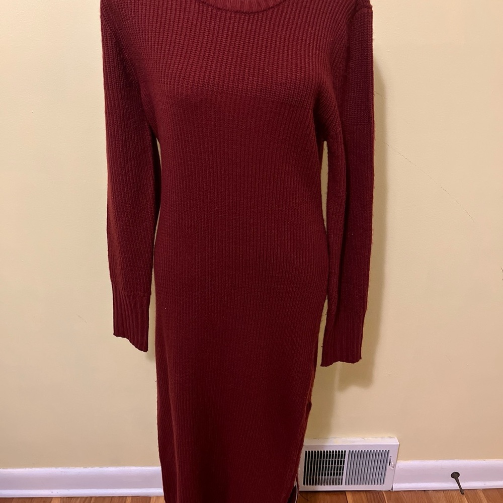 Calvin Klein Jeans Deep Red Long Sleeve Dress